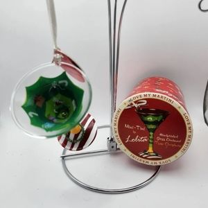 Lolita mini-tini glass handpainted,  Tipsy Christmas